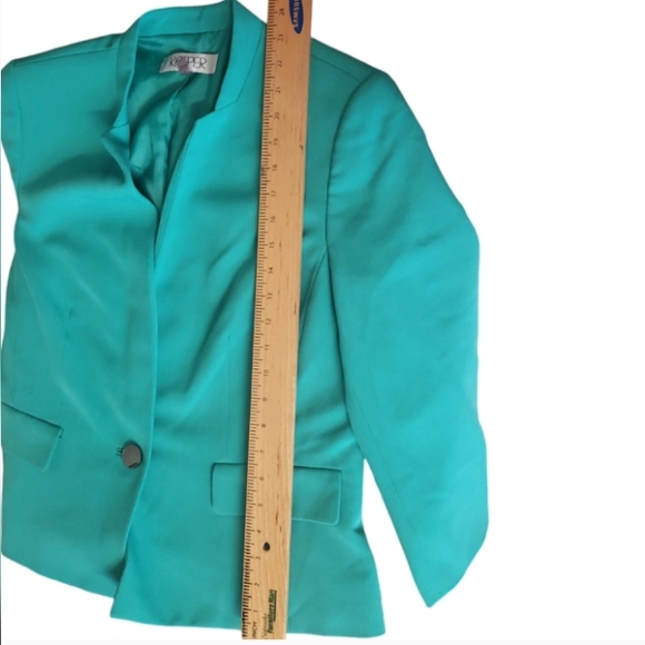 KASPER Green Single Button Blazer Jacket Made In Vietnam Women's Size 10 - Picture 12 of 15
